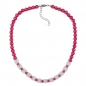 Preview: Kette Kunststoff-Perlen rot seidig-glänzend Walzenperle kristal AB 45cm, ohne Dekoration