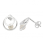 Preview: Ohrstecker Ohrringe 11mm 2 Kreise mit Süßwasserzuchtperle Silber 925, ohne Dekoration