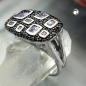 Preview: Ring 13x22mm mit Zirkonias lila-schwarz glänzend rhodiniert Silber 925 Ringgröße 56