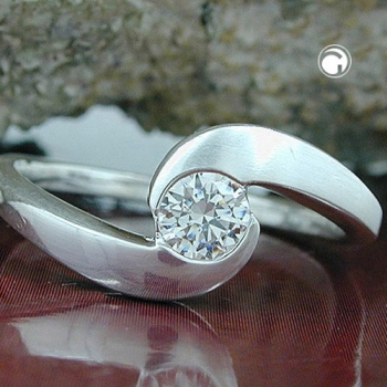 Ring 8mm mit Zirkonia matt-glänzend Silber 925 Ringgröße 60