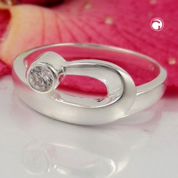 Ring 9mm Zirkonia gefasst matt-glänzend Silber 925 Ringgröße 56
