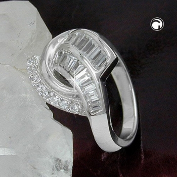 Ring 17mm mit vielen Zirkonias glänzend rhodiniert Silber 925 Ringgröße 60