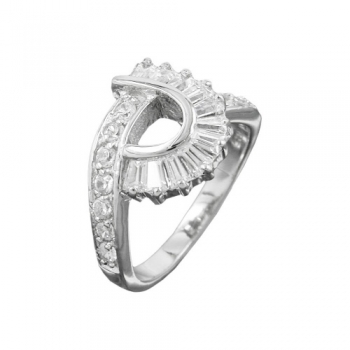 Ring 14mm mit vielen Zirkonias glänzend rhodiniert Silber 925 Ringgröße 54, ohne Dekoration