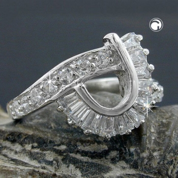 Ring 14mm mit vielen Zirkonias glänzend rhodiniert Silber 925 Ringgröße 60