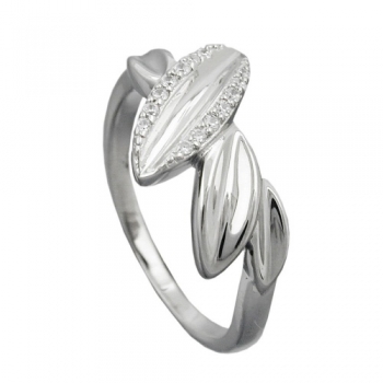 Ring 11mm mit Zirkonias glänzend rhodiniert Silber 925 Ringgröße 60, ohne Dekoration