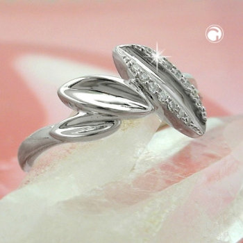 Ring 11mm mit Zirkonias glänzend rhodiniert Silber 925 Ringgröße 60
