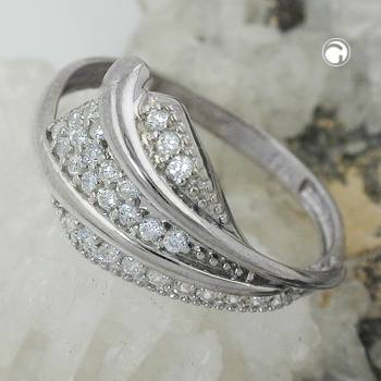 Ring 11mm mit vielen Zirkonias glänzend rhodiniert Silber 925 Ringgröße 60